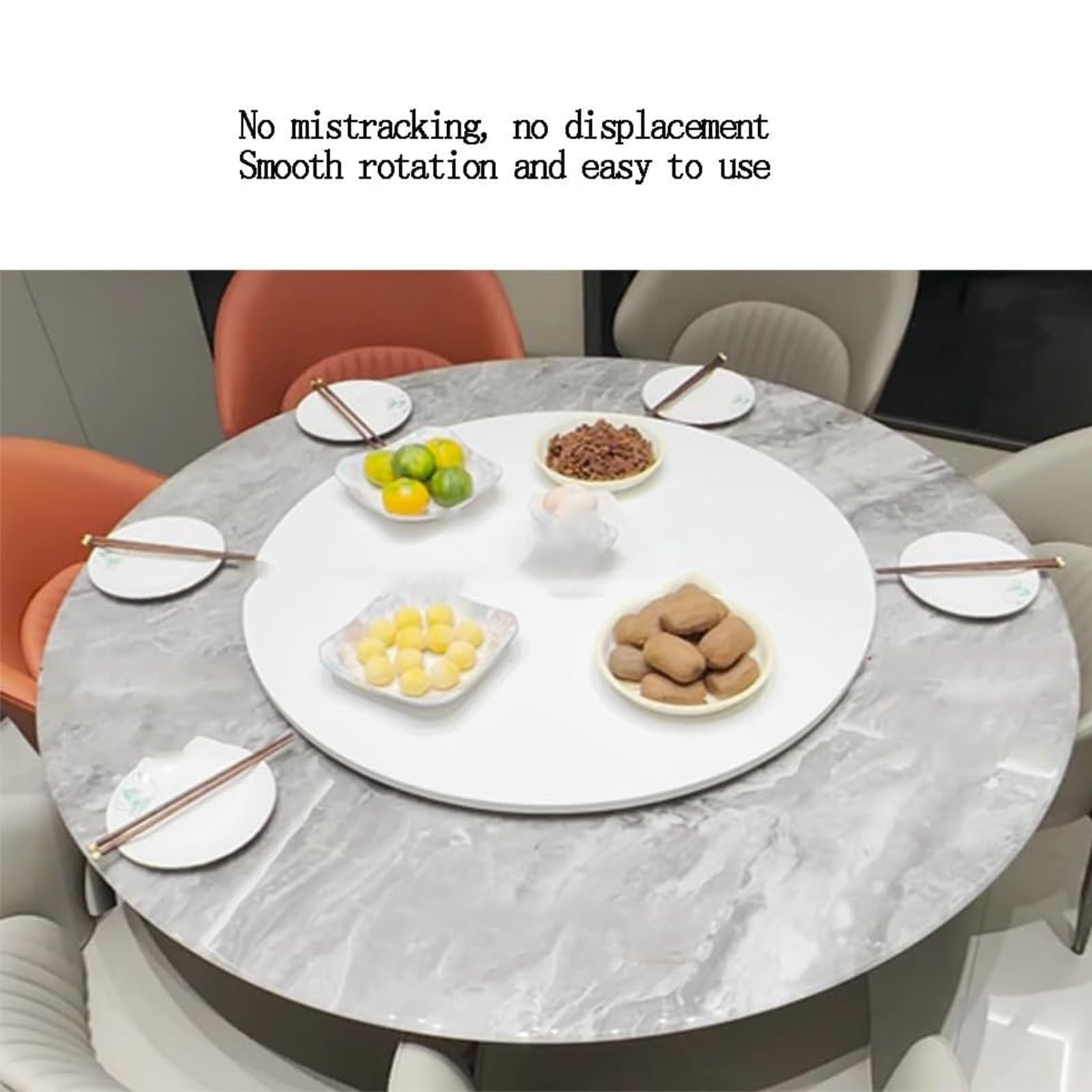 Drewniany gramofon 50 cm, obrotowy talerz do serwowania z litego drewna, okrągły blat stołu do jadalni, białe wykończenie, idealny do rozrywki i serwowania