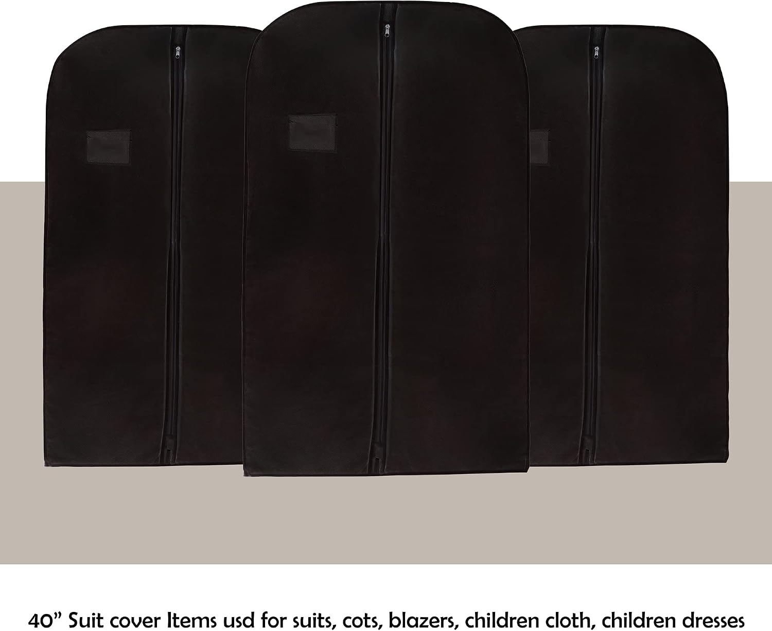 WEDCOVA UK Suit Bags for Men Women Clothes Covers Protector Bags Suit Covers Garment Bags (5, Black), 24 x 40 inch - Image 4
