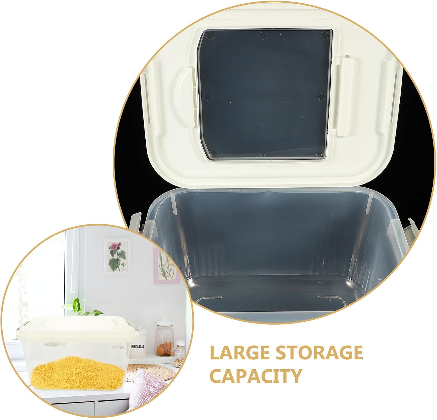Rice Storage Container with Lid, PP Dry Food Bin