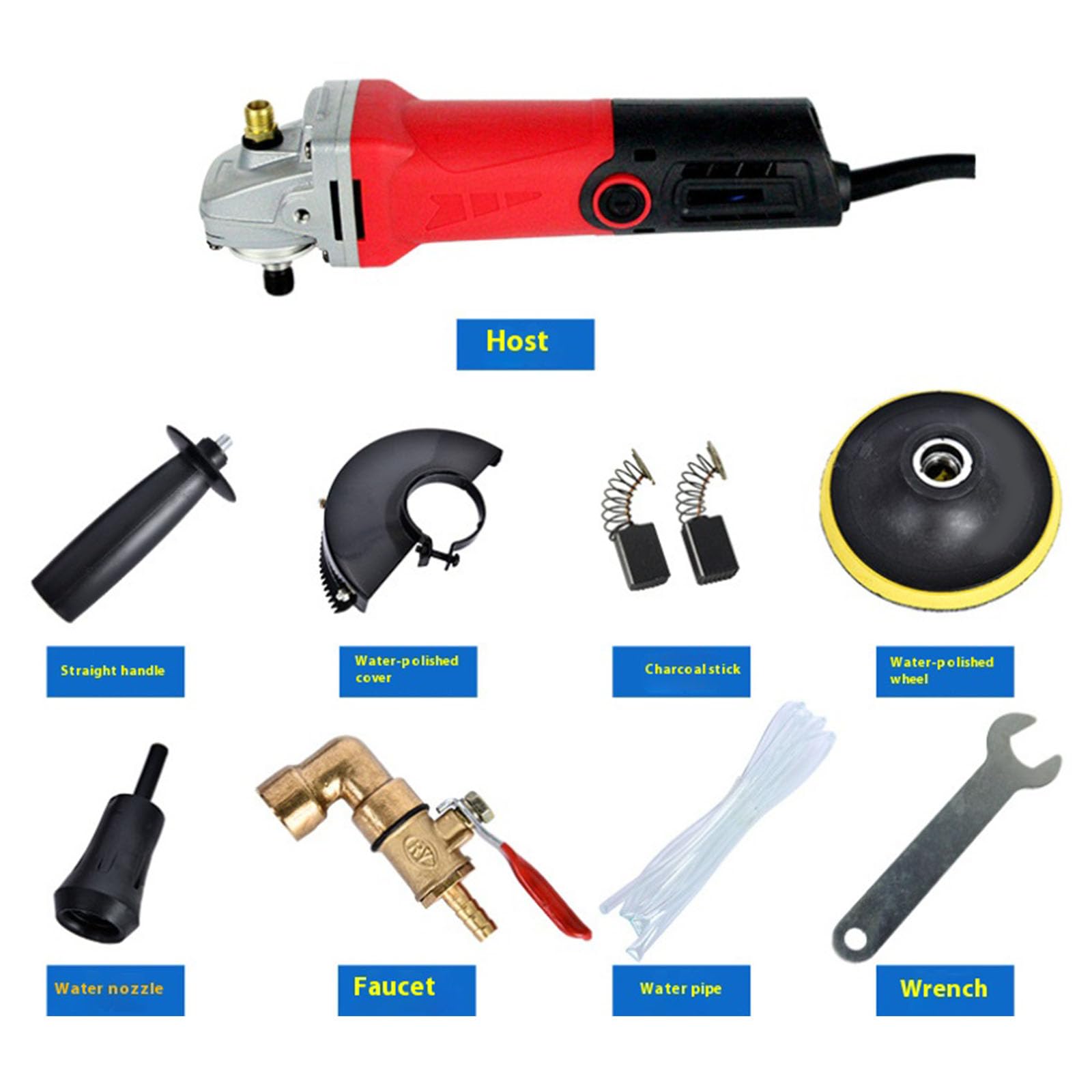 Lucidatrice elettrica a Umido per Uso Domestico, lucidatrice per Pietre a iniezione d'Acqua Portatile da 900 W 6 Marce per lucidatura di Pavimenti smerigliatrice angolare