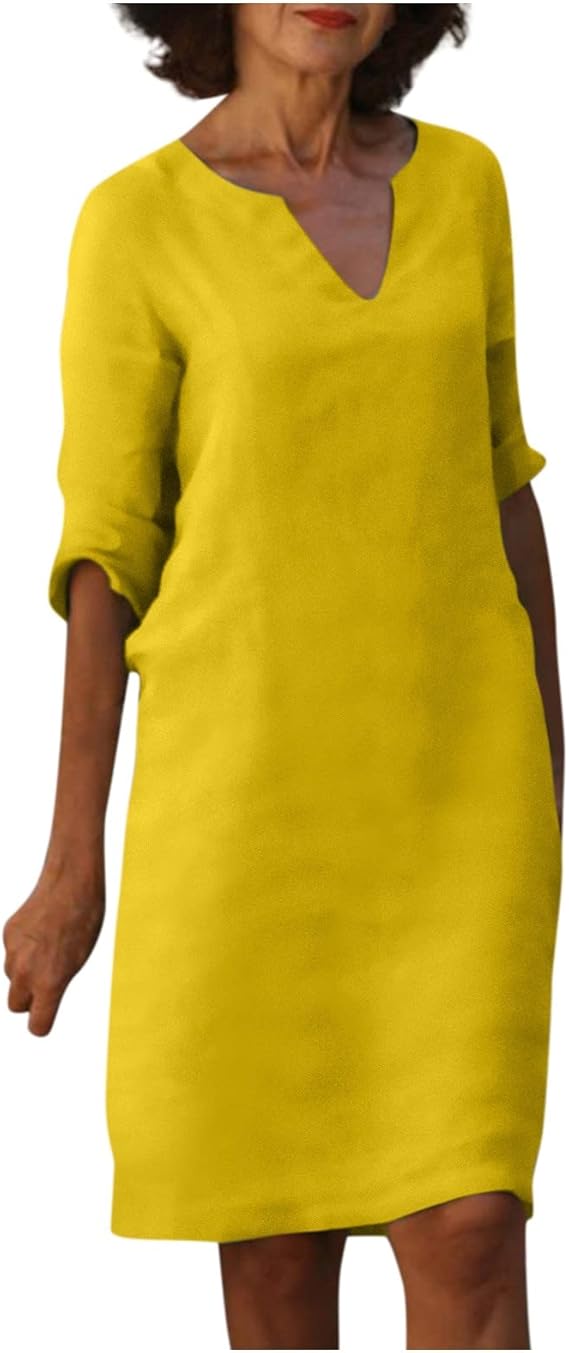 OIOLOYJM Plus Size Summer Dresses for Women 2025 Plus Size Dresses for Curvy Women 3/4 Sleeve Casual Boho Kaftan Dresses
