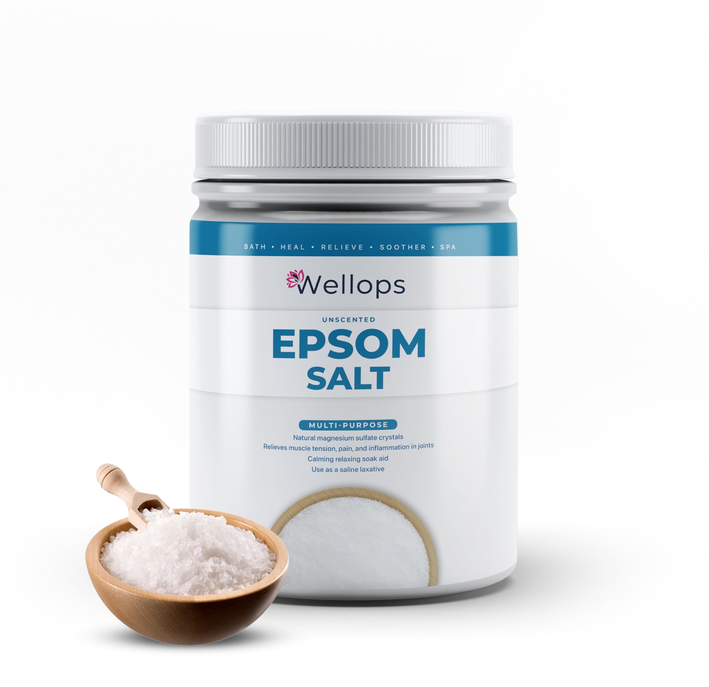 Wellops Pure Epsom Salt 1KG - Magnesium Sulphate for Muscle Pain Relief, Bath Soak & Plants | Plastic-Free, Made in India, No License Required-image-48