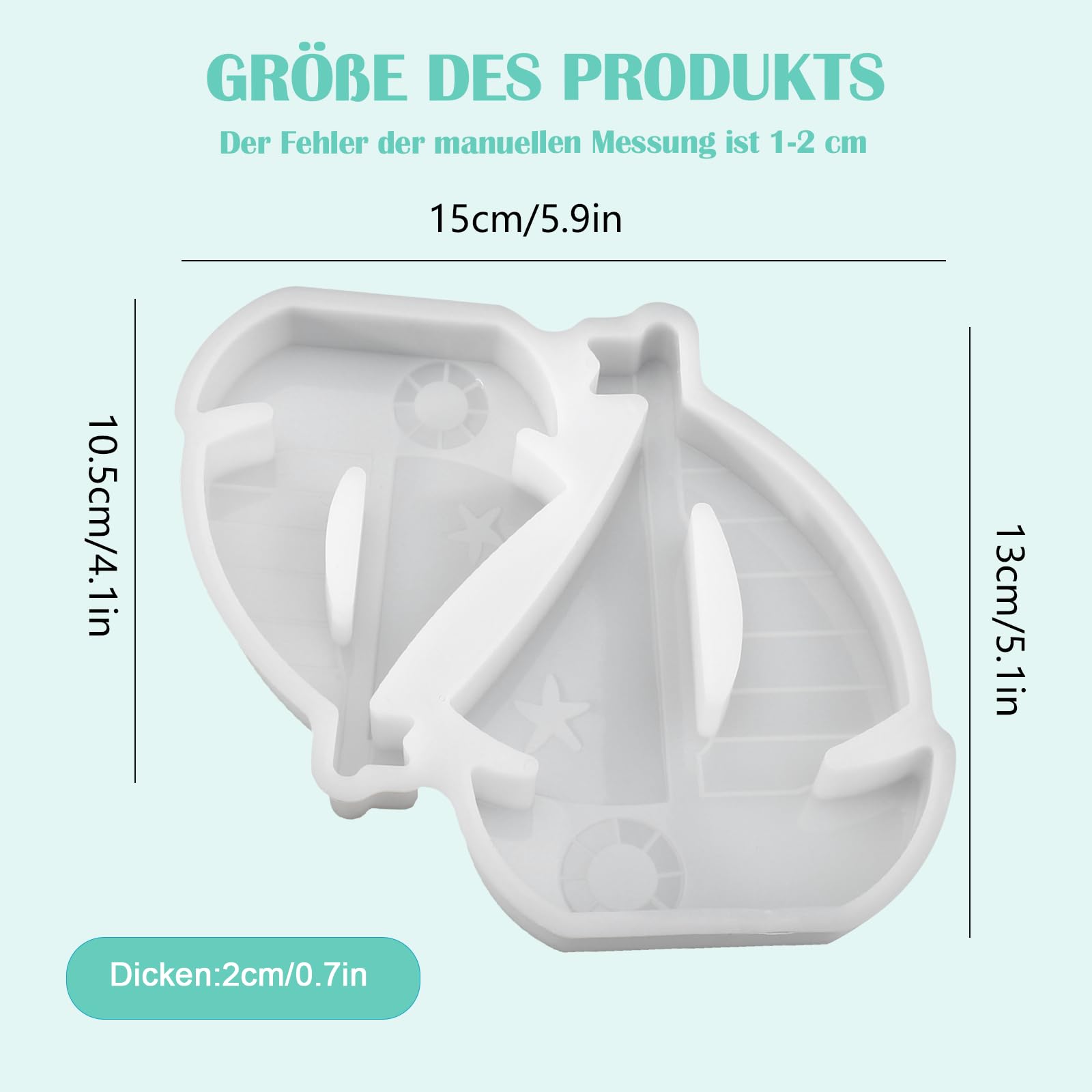Silikonform Segelboot – 2 Stück, 14,7x13,4 Cm, Für Kerzen, Seife & Gips, DIY Bastelform