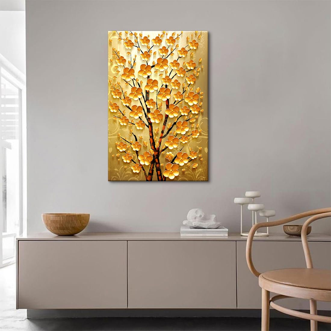 Amazon.co.jp: アートパネル 玄関 金運アップお 幸運の木風水絵