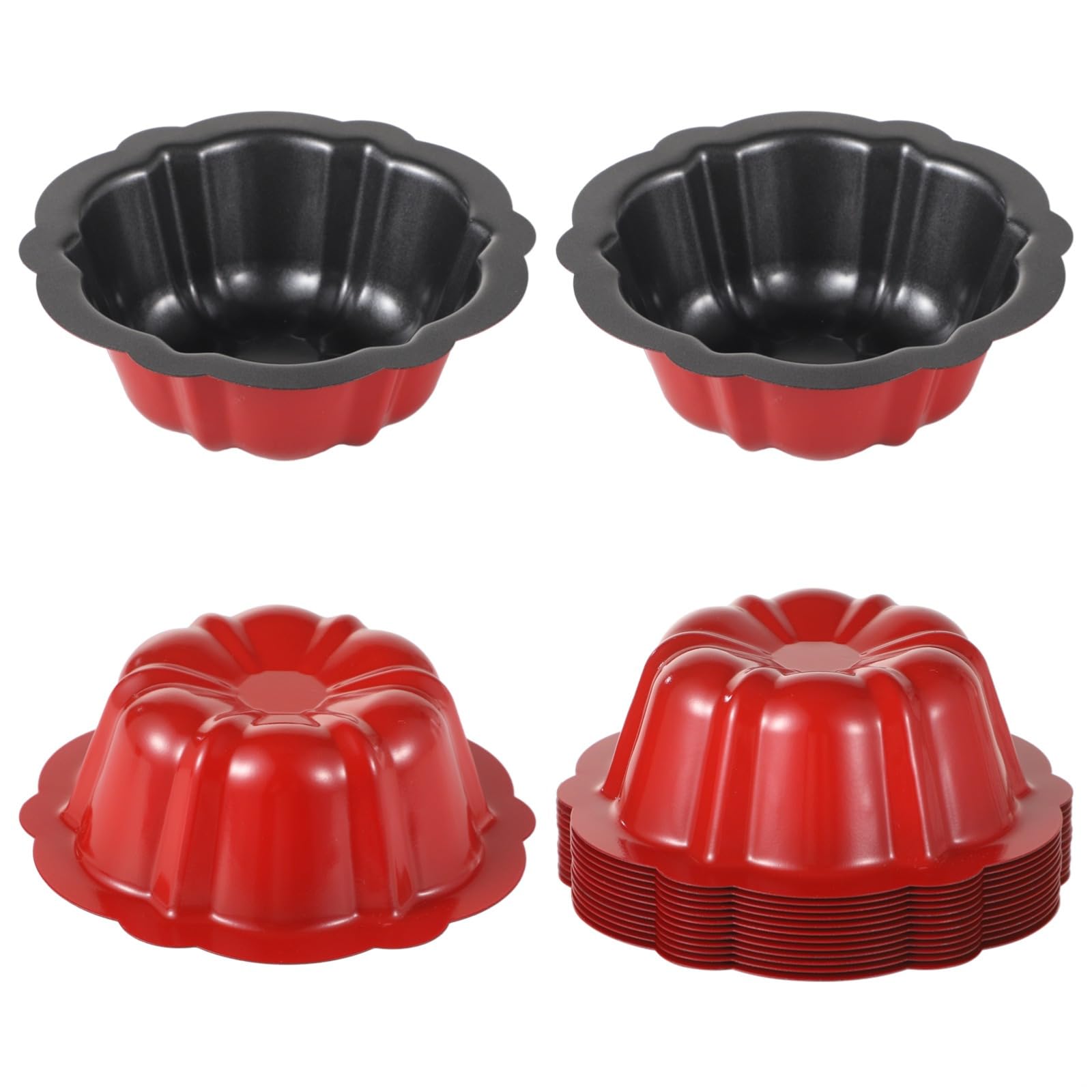 Juego de 16 mini moldes estriados de acero al carbono antiadherentes de 4.5 pulgadas para cupcakes, brownies, pudines