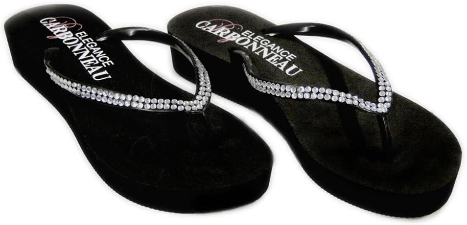 Elegance by Carbonneau Sunshine Women's Low Heel Flip Flop Black Foam Rubber Sandal - 7 M US