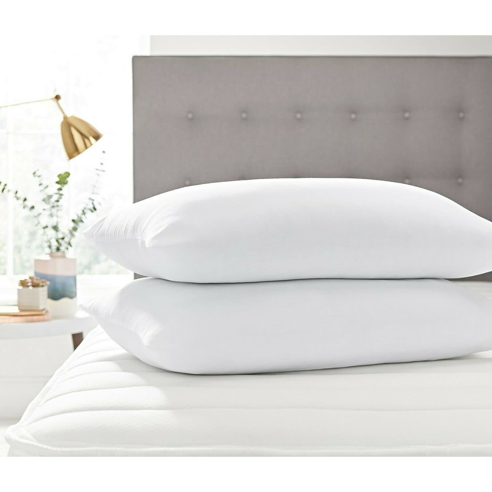 Comfortesy Luxury Soft Extra Filled 2 Pack, Bounce Back Hollow Fibre Bed Pillow Non Allergic-Back Support Bed Standard Pillow 50x75 cm