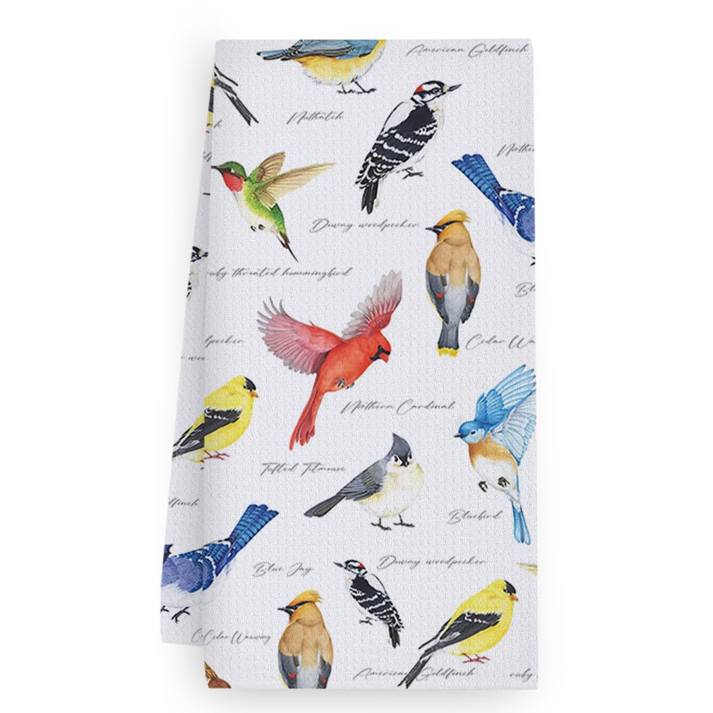 Trapos Cocina Pájaro Rojo Amarillento Paños de Cocina Suaves y Absorbentes Paños Cocina Reutilizables Trapos de Cocina para Secar Toallas Lavable Toallas de Barra Juego de 4 (40x60cm)