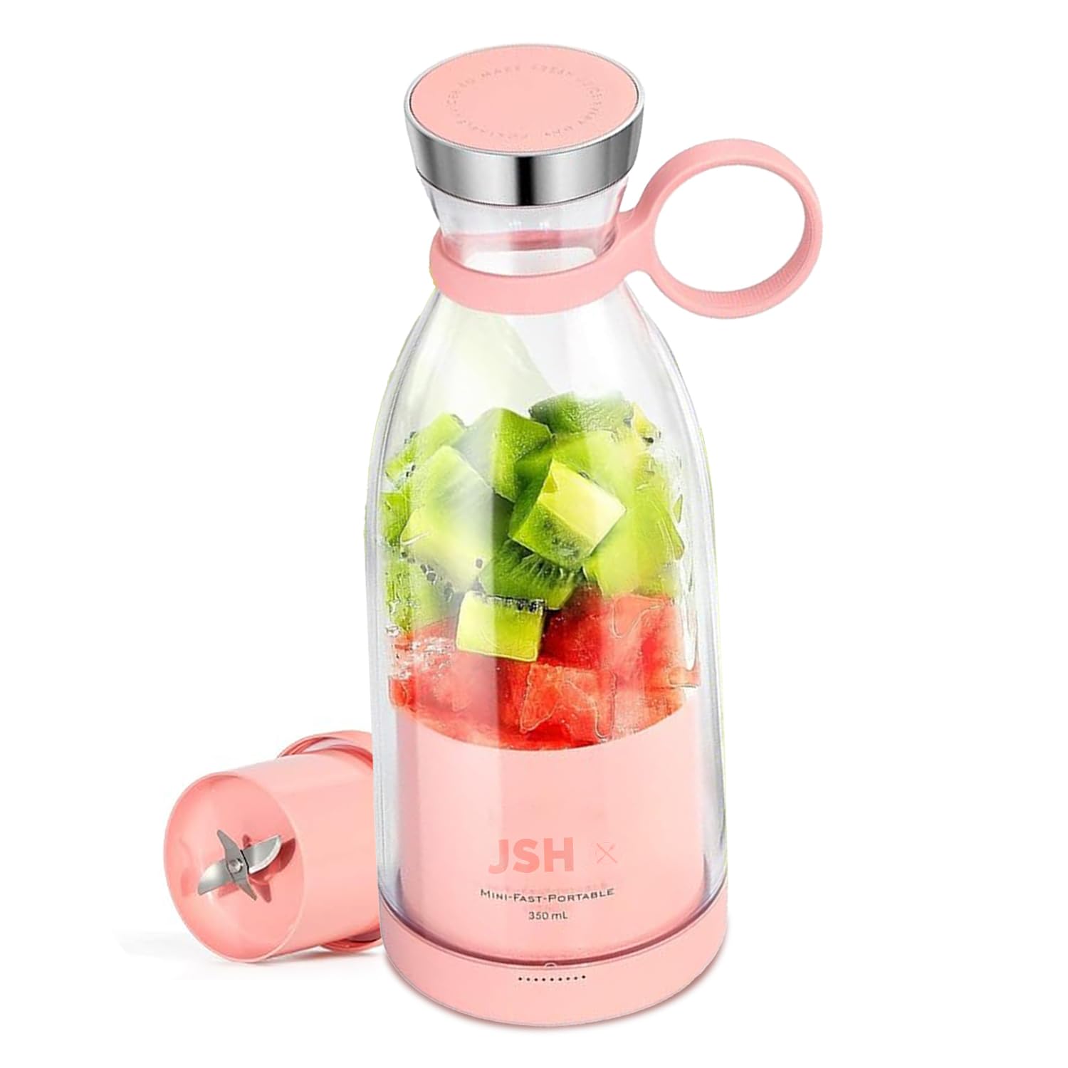 JSH 420 ML Portable Blender, USB Rechargeable Mini Juicer Blender, Electric Juicer Bottle Blender Grinder Mixer Blender for Juices, Shakes and Smoothies, Fruit Juicer Machine (Pack of 1) (Multi)