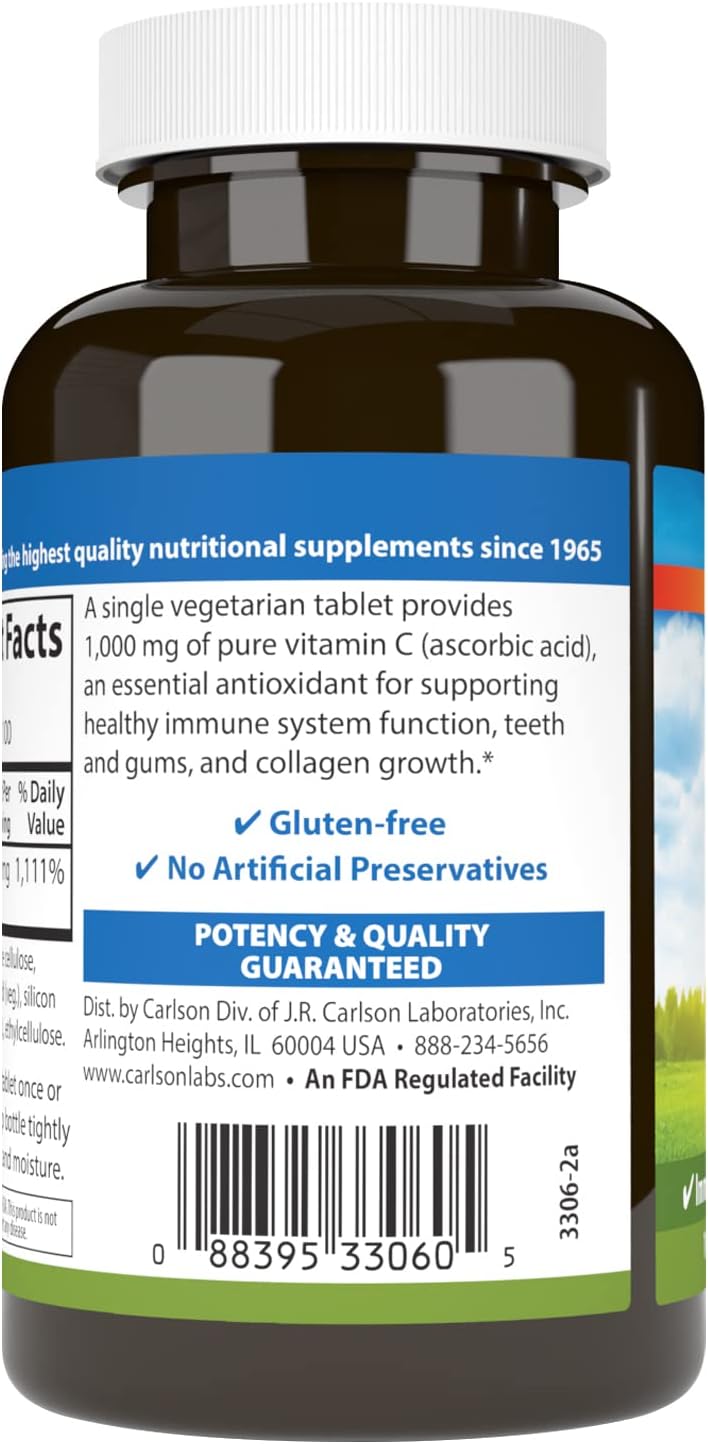 Carlson - Vitamin C 1,000 mg, 100 Count (Pack of 2)