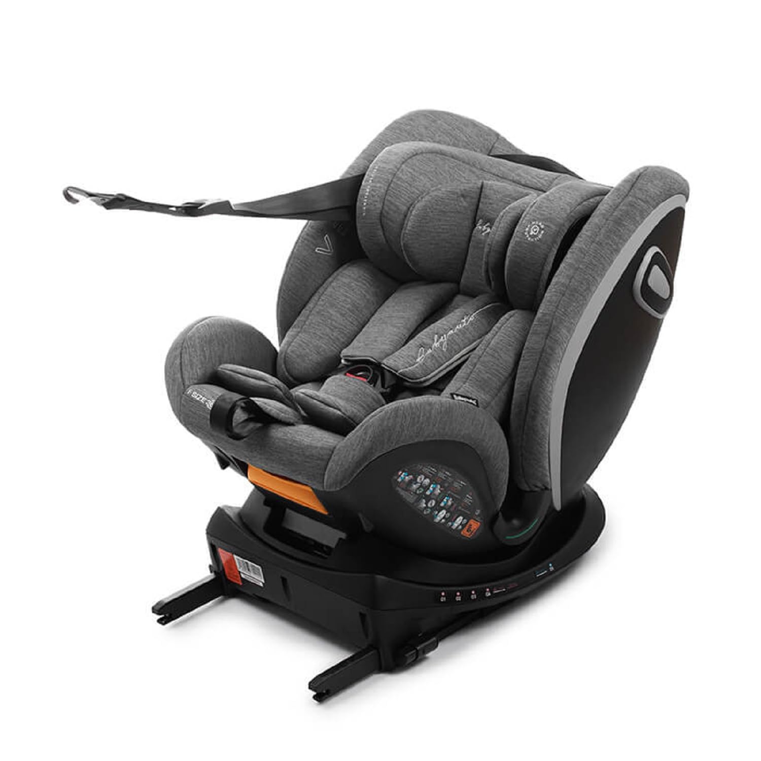 BABYAUTO – VESSO SIGNATURE Silla de Coche iSize, 0-36 kg, 0-12 Años - Sistema Rotatorio 360 Grados, Memory Foam, Top Tether y Protección Lateral. GREY DOBBY