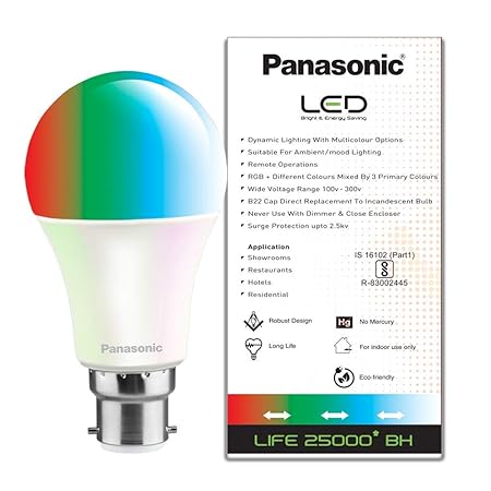 Panasonic RGB Round Base B22 7-Watt LED Bulb (White)
