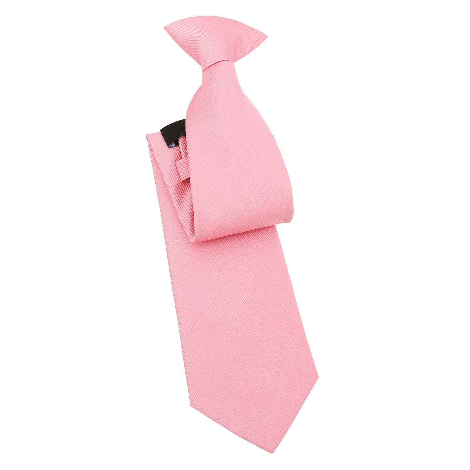 DQT Mens Plain Twill Clip-On Tie - Pre-Tied Necktie - Wedding, Business & Formal - Coral Blush