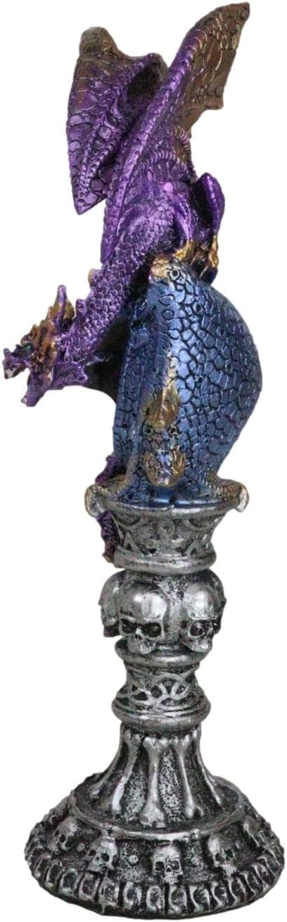 Ebros Purple Twilight Perching Dragon On Alchemy Skulls Eye of Sauron Ocular Tower Figurine As Dungeons and Dragons Mythical Fantasy Decor of Medieval Renaissance Theme Statue