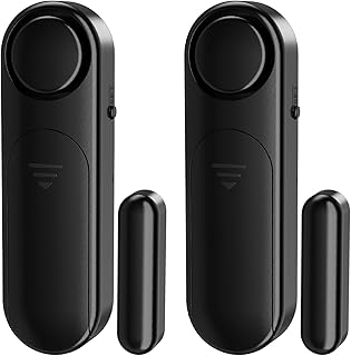Door Alarm Sensor, SECRUI Door/Window Open Chime with 120 dB Alert Window Alarm, 4 Adjustable Modes for Home, Office, Garage, Black(2 Pack)