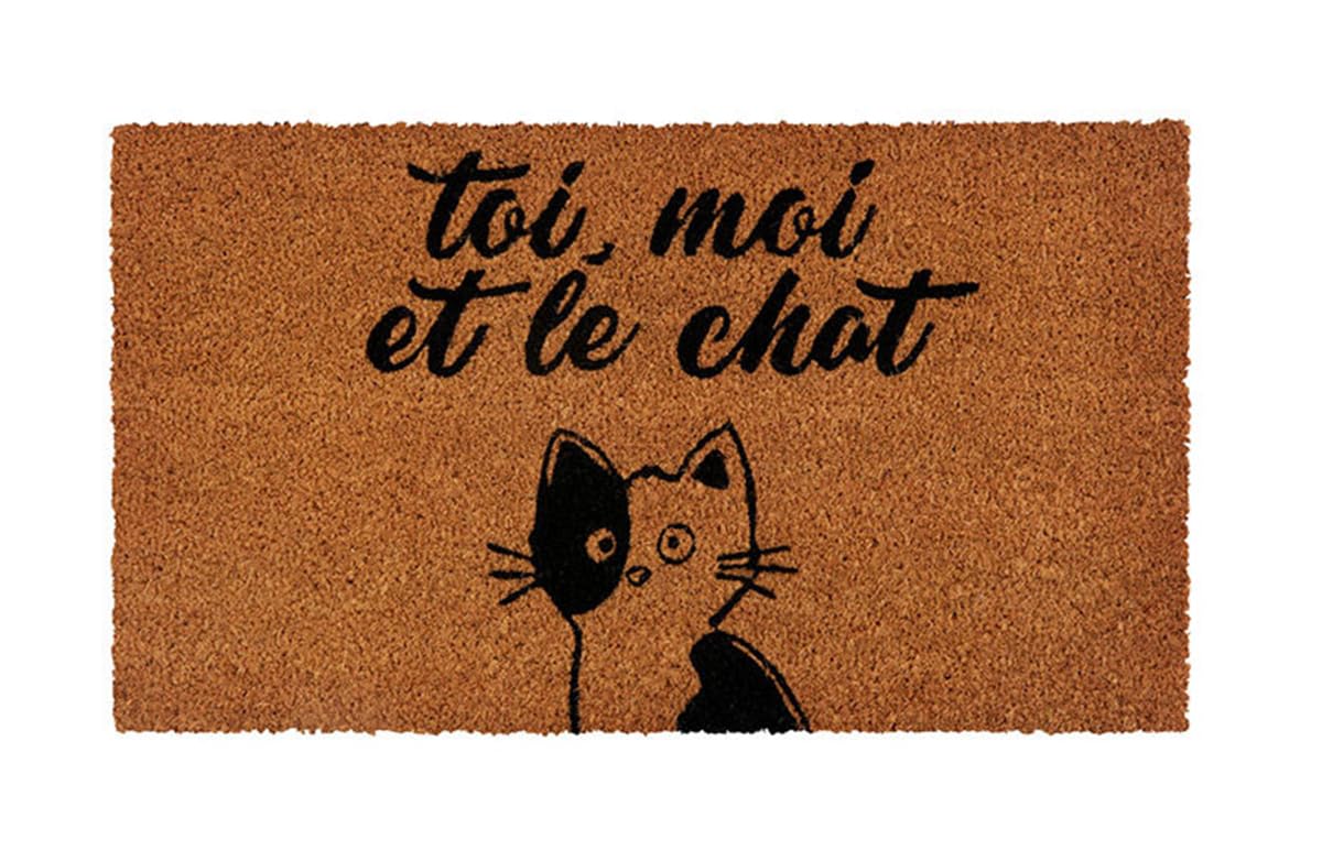 Paillasson Coco extérieur pour maison avec motif de chat 70x40