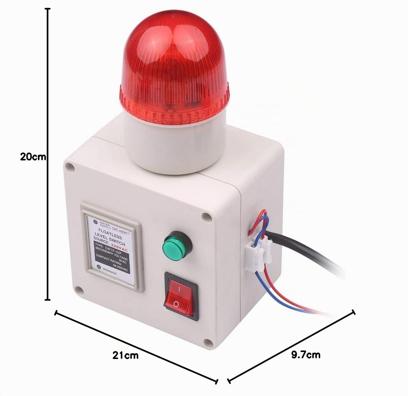 Wasserstandsanzeigealarm Wasserstandalarmsensor Wasserleitungsanzeigealarm Alarm für niedrigen und hohen Wasserstandsensor mit Lautstärkeregler des Schalldämpfers