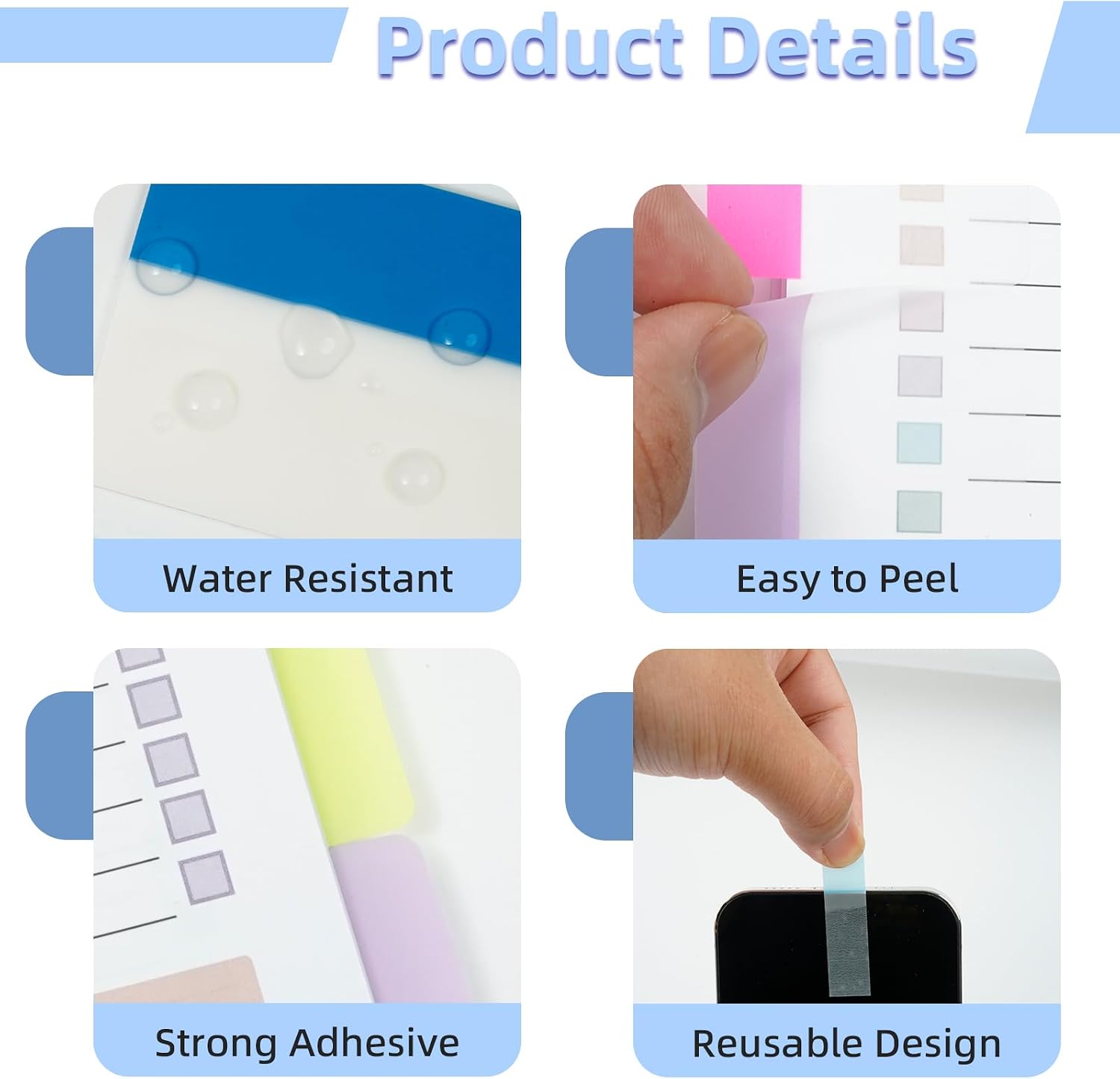 1200 PCS Tab Sticky Notes,2 Inch Sticky Index Tabs,24 Sets Colorful Divider Binder Thin Annotation Organize Sticky Notes,Signature Tabs,Binder Stickers,Tabs for Notebooks,Water-Resistant image 2