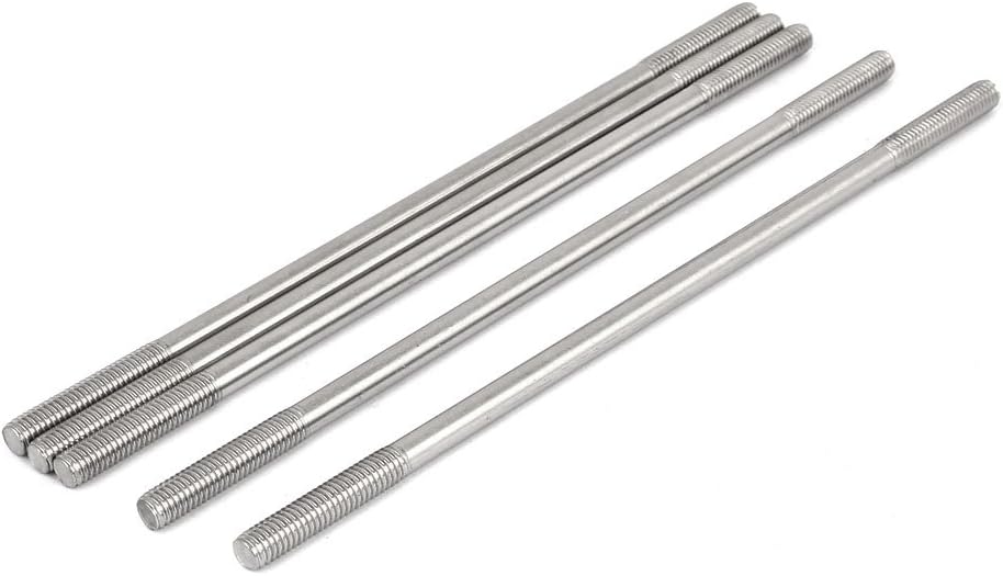uxcell M6x170mm 304 Stainless Steel Double End Threaded Stud Screw Bolt 5pcs