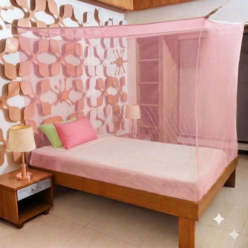 Mosquito Net for Single Bed, Light Pink, Indian Style-picture-17