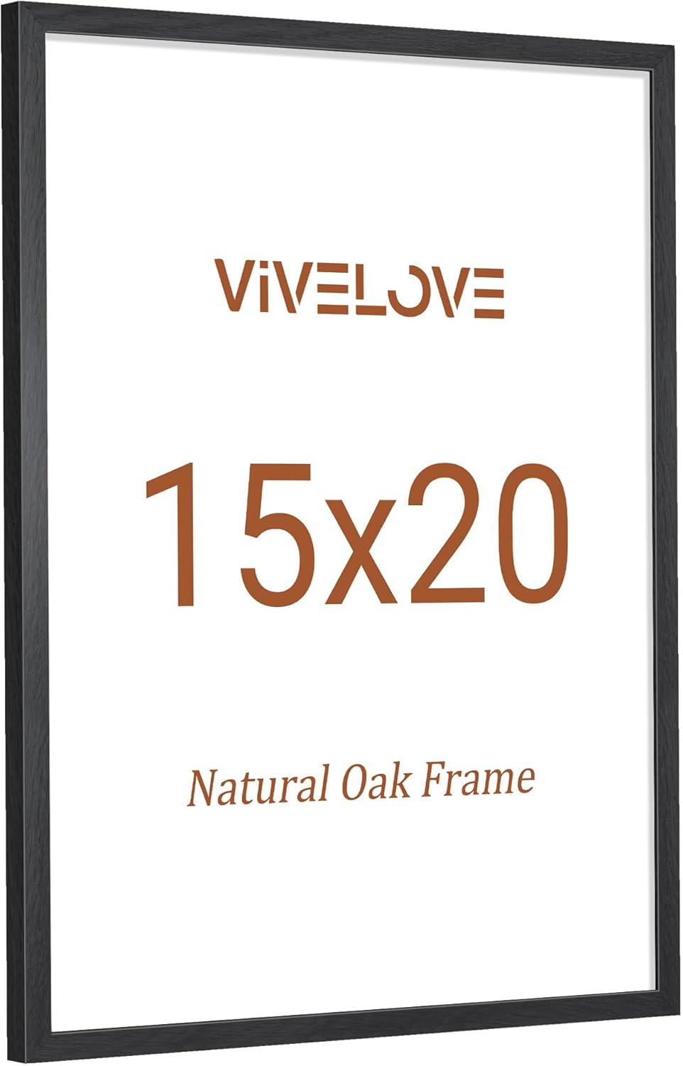 Vivelove 15x20 Picture Frames Solid Oak Wood, Wooden Photo Frame with 2.0mm Tempered Real Glass for Graduation/Family/Birthday/Document Picture, Wall or Tabletop Display, 15 by 20, No Mat - Black