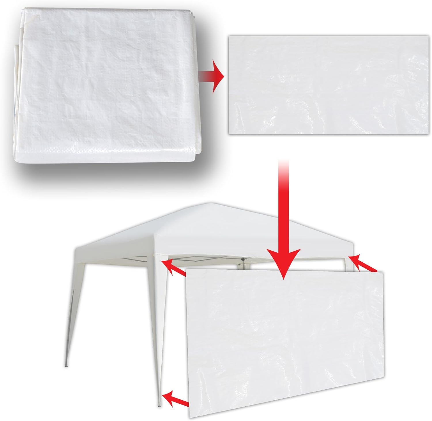 Strong Camel 13'x6.4' Sidepanels for 10'x13' EZ Pop Up Canopy Tent Gazebo Sidewall (1 Pcs with Windows & 1 Pcs Without Windows)