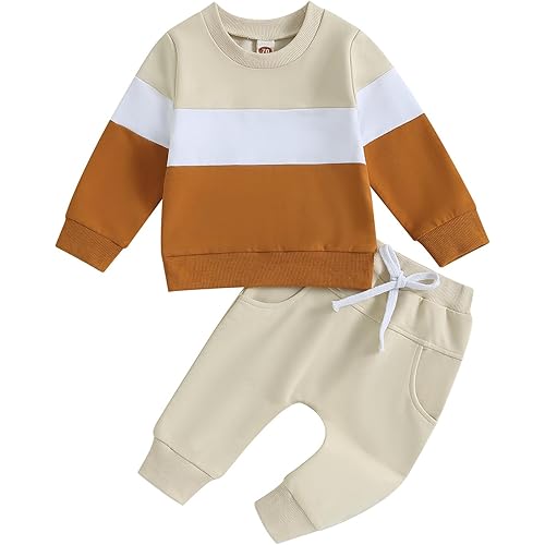 Toddler Baby Boy Clothes Set Letter Print Long Sleeve Sweatshirt Top Jogger Pants Cute Newborn Infant Fall Winter Outfit
