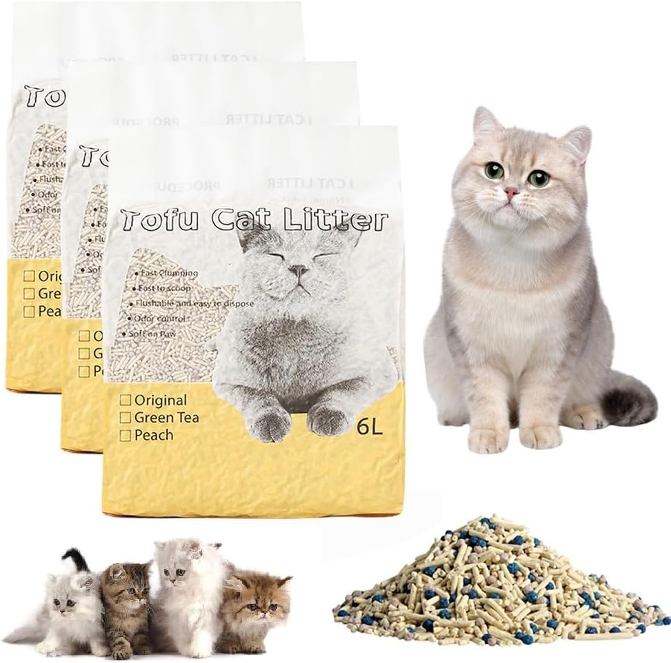 Tofu Cat Litter, 18L Degradable Cat Litter Sand Flushable Clumping Cat