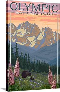 ART.COM Stretched Canvas Print Spring Flowers, Olympic National Park by Lantern Press, 24" x 36"