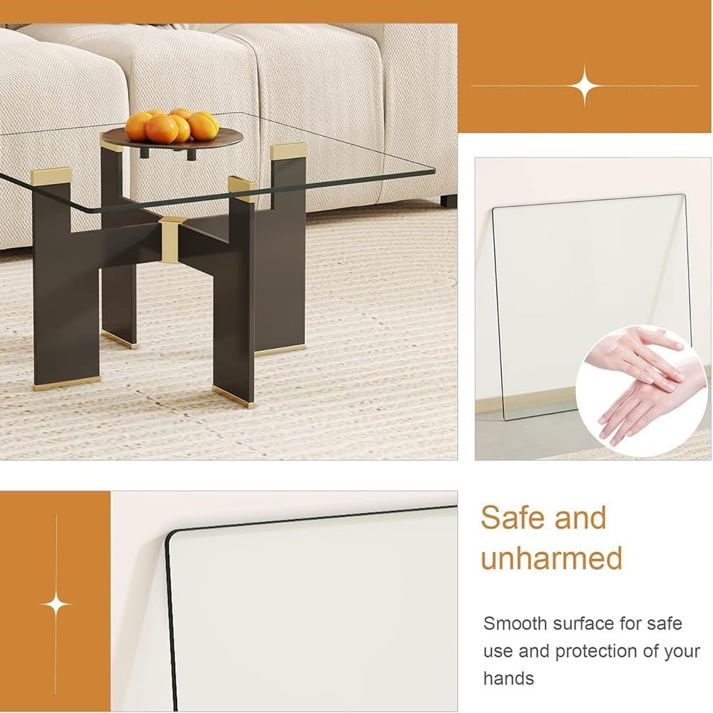 24" Square Tempered Glass Table Top 1/4" Thick Table Replacement Top，Flat Polish Eased Corners Side Clear Glass Tables Top for Living Room Patio Table(75x75cm/29.5x29.5in)