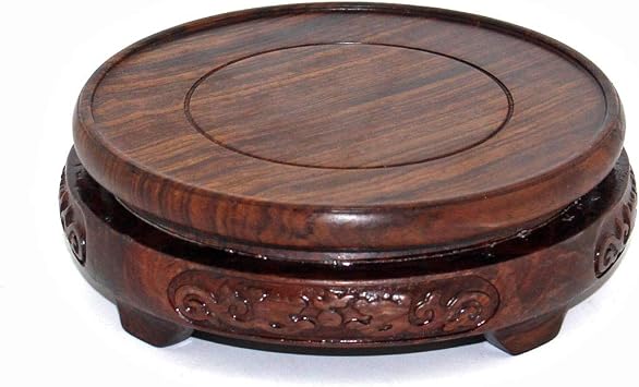 GOLDY&WENDY Round Brown Rosewood Pedestal Base Display Stand 2.6" Inside Diameter