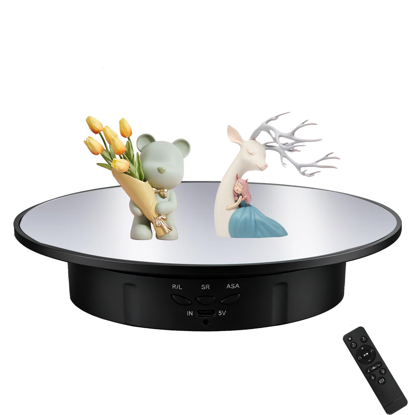 Elektrisch drehbarer Drehteller, Drehteller Elektrisch 45°/90 °/ 180° /360° Zyklische Drehbarer Für Fotografie, Produkte Display, Schmuck, Uhr, 3D-Modelle, Kuchen und Sammlerstücke (Mirror) (Schwarz Elektrisch drehbarer Drehteller, Drehteller Elektrisch 45°/90 °/ 180° /360° Zyklische Drehbarer Für Fotografie, Produkte Display, Schmuck, Uhr, 3D-Modelle, Kuchen und Sammlerstücke (Mirror) (Schwarz
