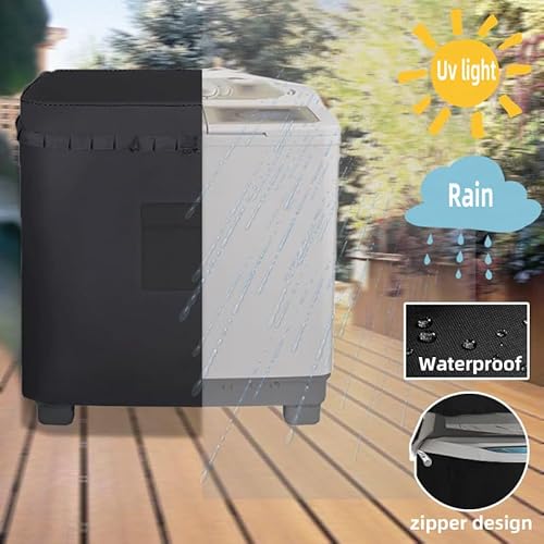 Vibiubo Twin Tub Washing Machine Cover for 13lbs Portable Mini Compact Washer Machine,Waterproof, Sun-Proof, Extend their Service Life, Zipper Design for Easy Use (24"W×17"D×27"H) - Image 7