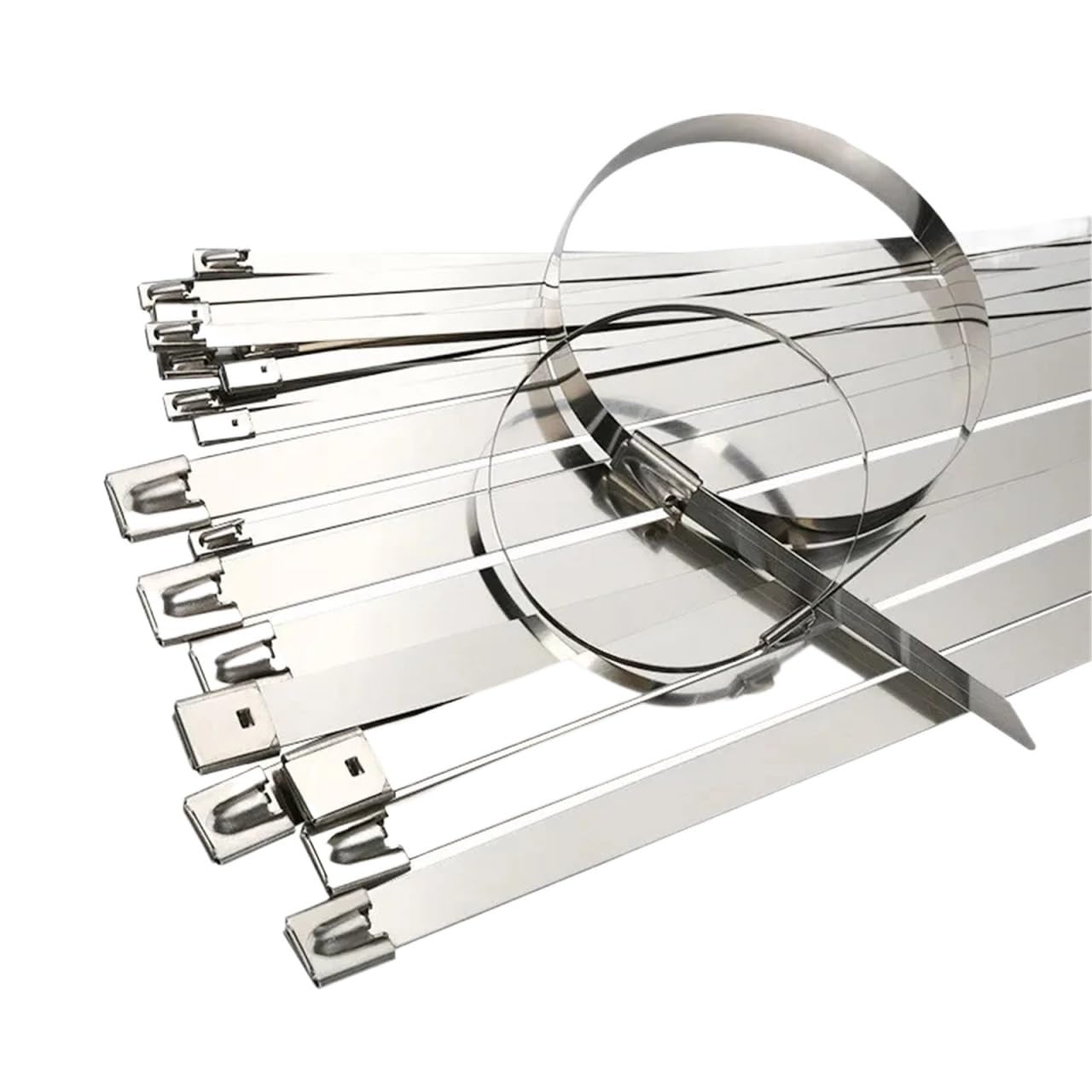 Metalowe opaski zaciskowe Opaski zaciskowe ze stali nierdzewnej do układu wydechowego, powlekane, zamykane, 10-200 szt., 4,6 x (100-1000) mm(200pcs,4.6x800mm)