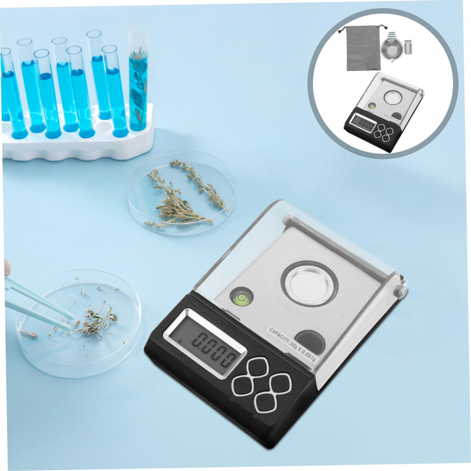 PartyKindom 30g Báscula Digital De Precisión Para y Científicas Medición Miligramo De Alta Sensibilidad Para Análisis De Alimentos
