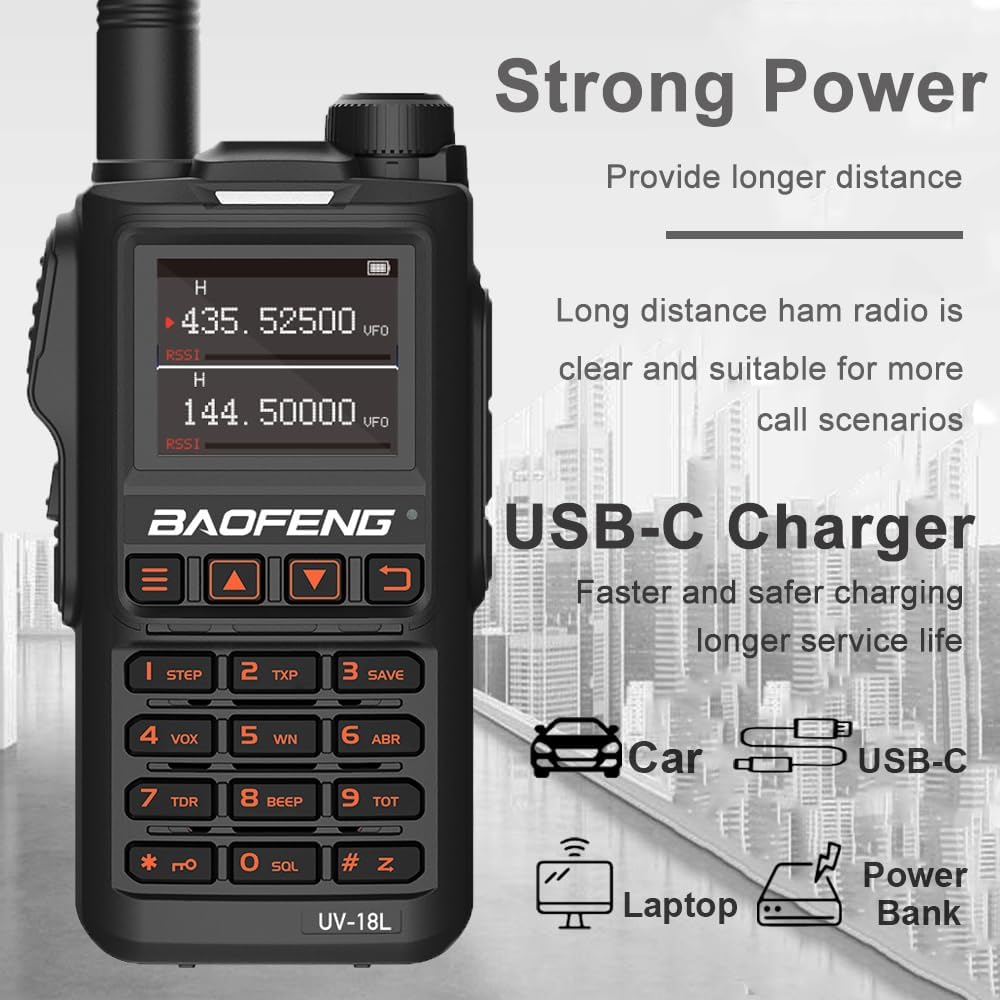 BAOFENG UV-18L showing USB-C charging capability