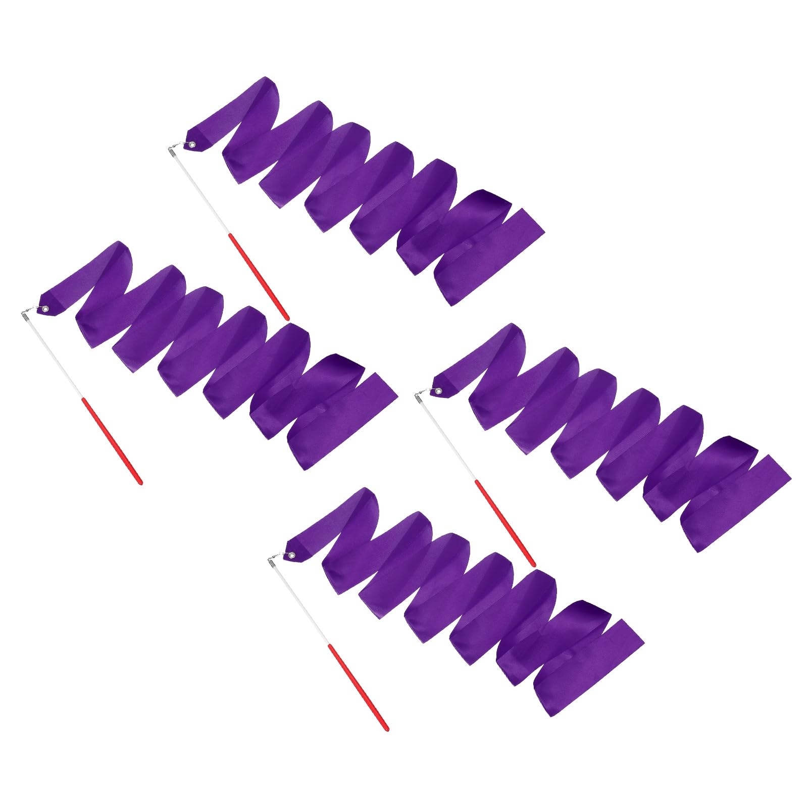 YELARXI 4 Pcs Dance Ribbons, 78.7" Gymnastics Ribbon Streamers, Rhythmic Dance Twirling Sticks with Non-Slip Red Wand -Fitting for (Gymnastics/Talent Shows/Artistic/Party) Purple