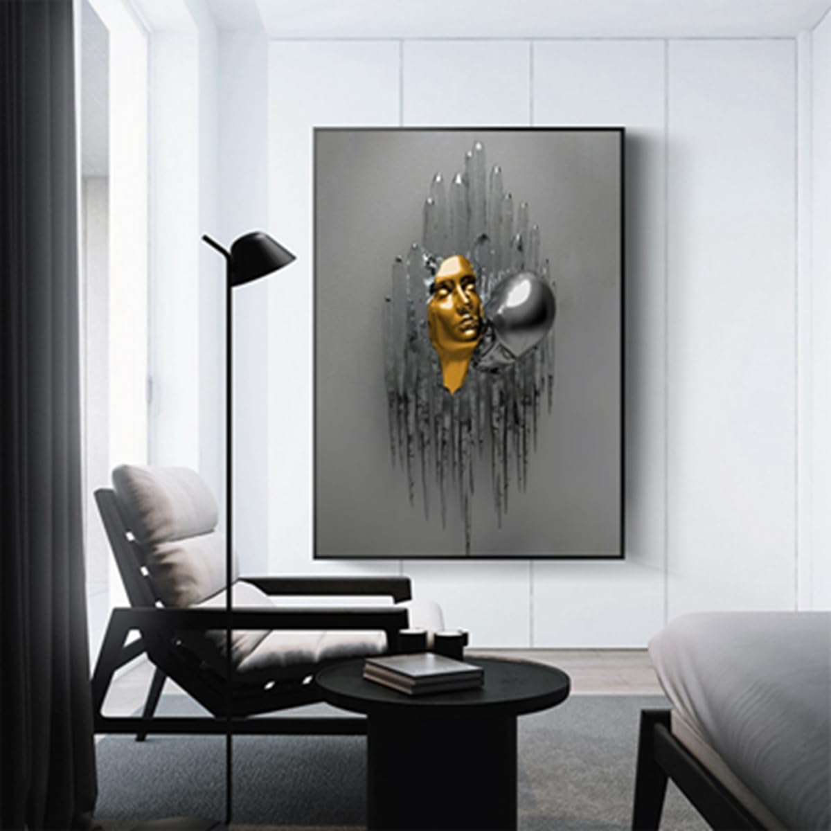 Poster 3D Métal Romantique Couple Étreinte – Peinture Murale Moderne Sans Cadre, Déco Chambre/Salon 60x90 Cm