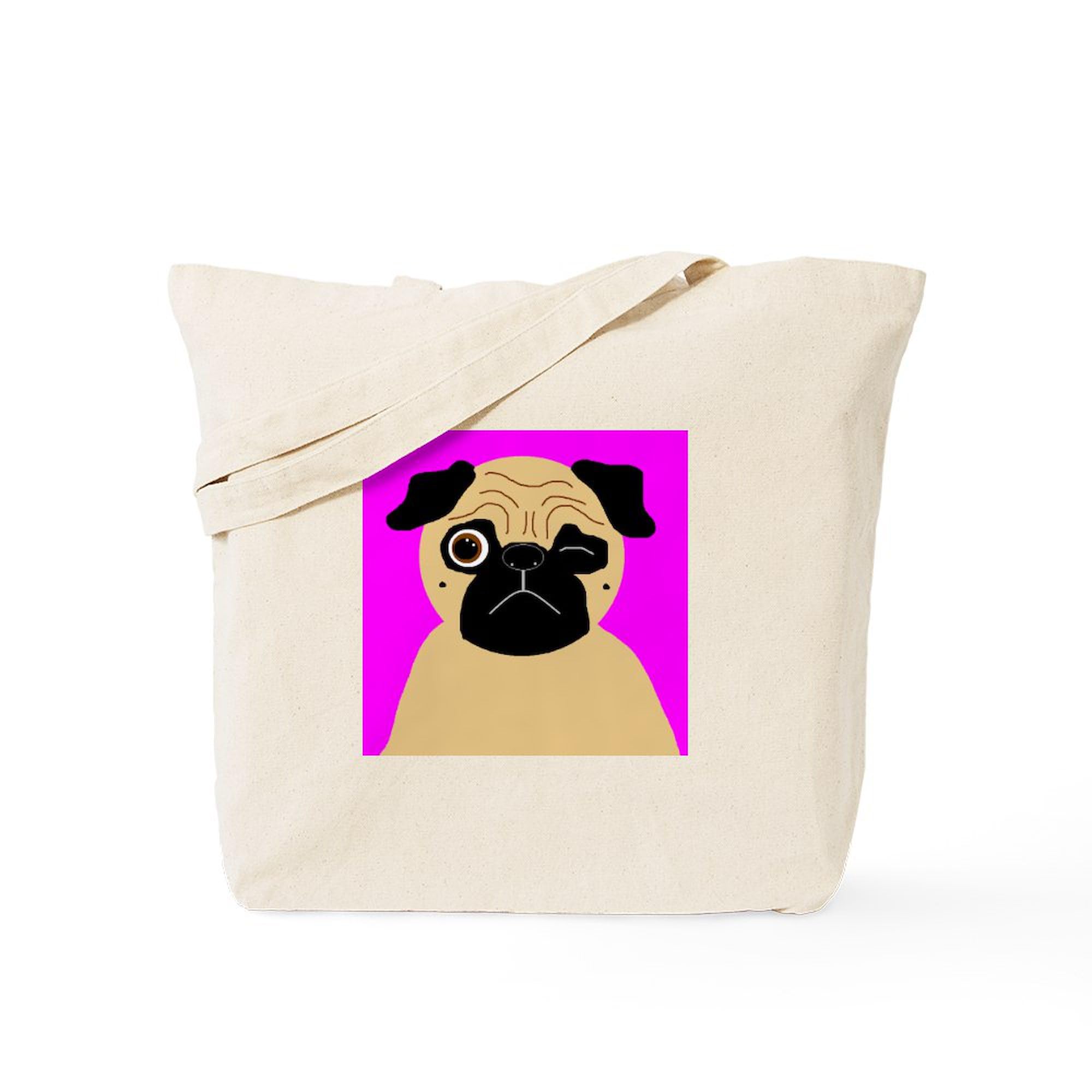 CafePress Wink, The Pug Tote Bag Reusable Natural Beige Canvas Shopping Bag