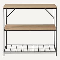 Vista 5 de Yaxa Basics Isla de cocina con 3 estantes de almacenamiento, efecto negro y roble