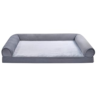 Amazon Basics Living Room Couch Dog Bed with Premium Foam, Pressure-Relief Support for Dogs up to 90lbs, Machine Washable Cover, Extra Large Sized (44" x 35"), Grey - Amazon product rated Grade A