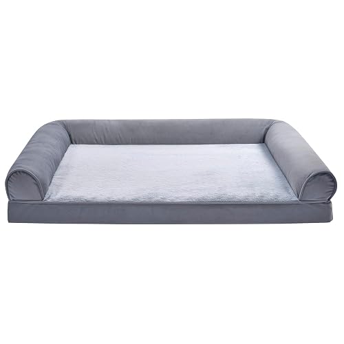 Amazon Basics Cama-sofá para Perro de Espuma, salón, Cubierta extraíble, Gris, 112 x 89 x 20 cm (L x W x H)