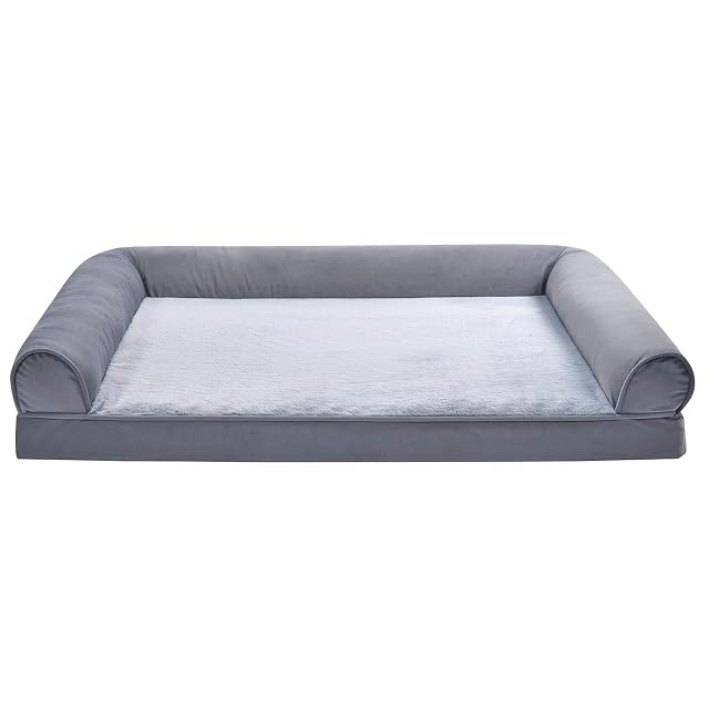 Amazon Basics Cama-sofá para Perro de Espuma, salón, Cubierta extraíble, Gris, 112 x 89 x 20 cm (L x W x H)