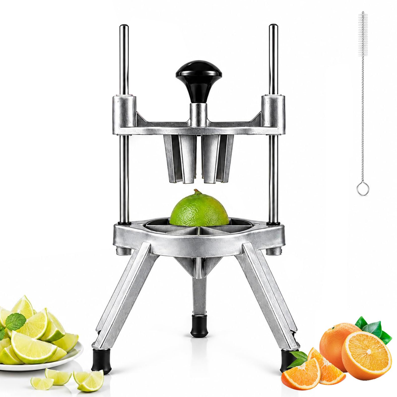 Coupe-Fruits Commercial, 4/6/8/12 Parts, Coupe-Citron Manuel avec Brosse