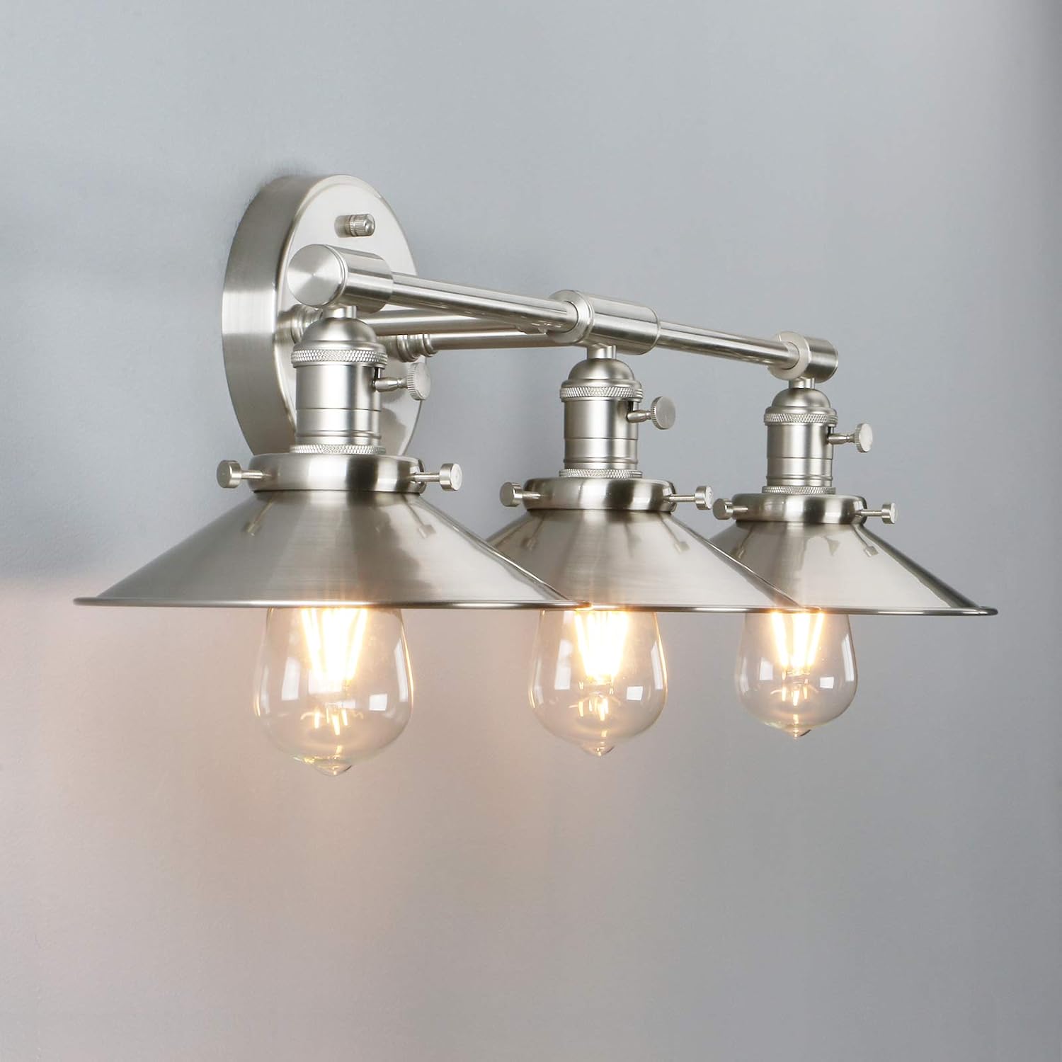 Exclusive Phansthy Antique Brass Wall Sconce 3 Light Vanity Light with 7.87” Metal Flared Light Shade