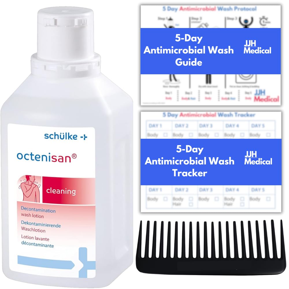 Schulke Octenisan Antimicrobial Body Wash 500ml – Antimicrobial Body Wash for Whole-Body Cleansing, Includes Comb, JJH Medical 5-Day Protocol Guide & Tracker for Daily Hygiene