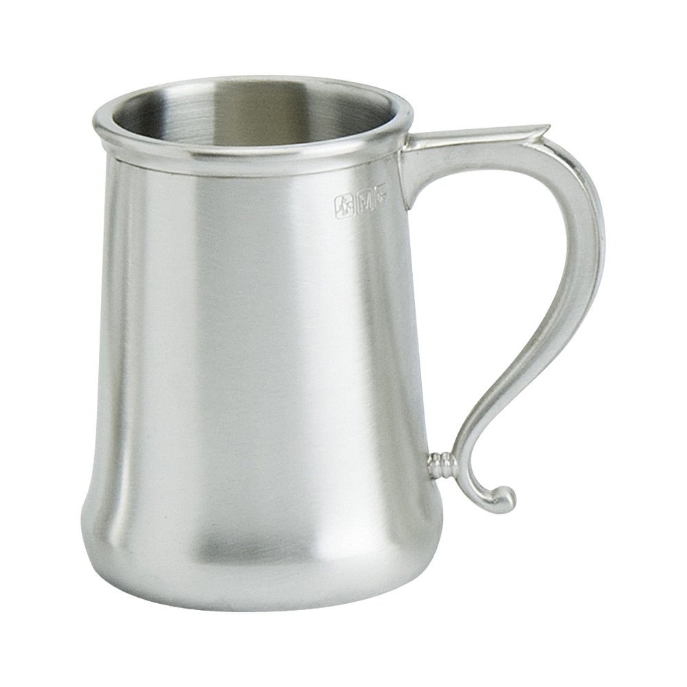 Edwin Blyde & Co Balmoral Style with Touch Marks 1 Pint Tankard with Solid Metal Base and Plain Body-All Over Satin Finish, Pewter, 15 x 12.5 x 12 cm