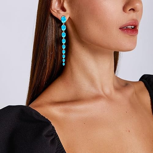 Miniatura 6 de Aretes de borla de diamantes de imitación de plata, aretes largos de borla bohemia, aretes de araña para boda y baile de graduación