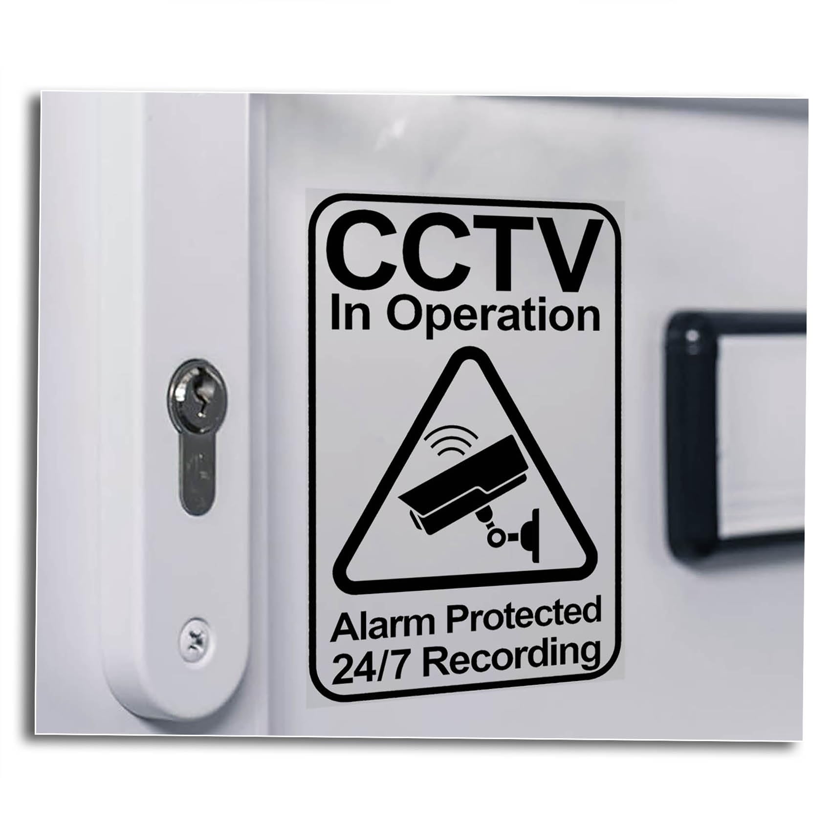 x2 CCTV in Operation Window Stickers | Home Anti-Theft Property Alarm Protected Warning -V03BW (External - Black Print, 75x50mm (2pcs))
