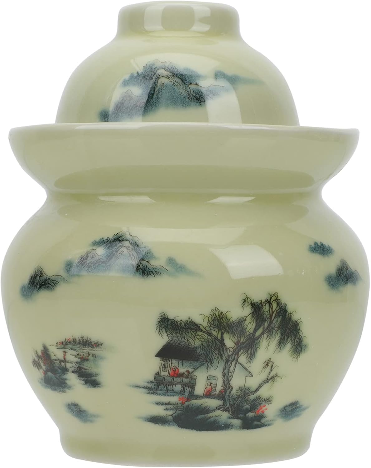 KRIVS Traditional Ceramic Fermenting Jar Chinese Fermenting Crock with Water Seal Lid Ceramic